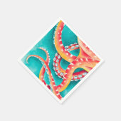 Serviette En Papier Tentacles rouges orange (Coin)