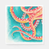 Serviette En Papier Tentacles rouges orange (Devant)