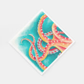 Serviette En Papier Tentacles rouges orange (Coin)