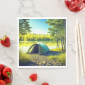 Serviette En Papier Tente dans une belle forêt au bord d'un lac (En situation)