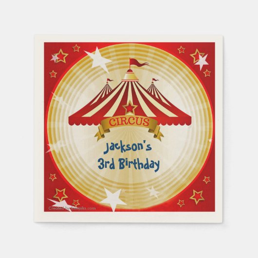 Serviette En Papier Tente de cirque rouge, Custom, Anniversaire (Devant)