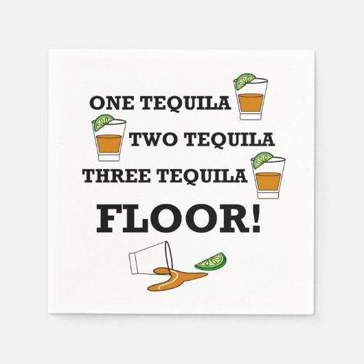 Serviette En Papier Tequila Verre Tiré Avec Cocktail Lime Wedge (Devant)