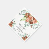 Serviette En Papier Terme brûlé Orange Rose Terracotta Floral Mariage (Coin)
