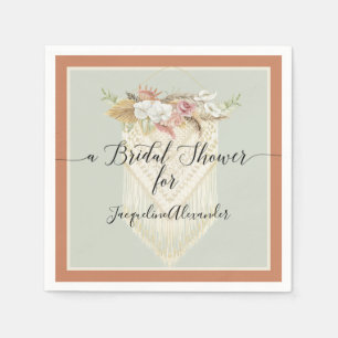 Serviette En Papier Terra Cotta Pampas Grass Floral Vert Bridal