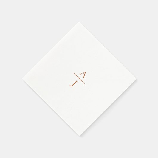 Serviette En Papier Terra Cotta Simple Mariage Monogram Napkins (Coin)