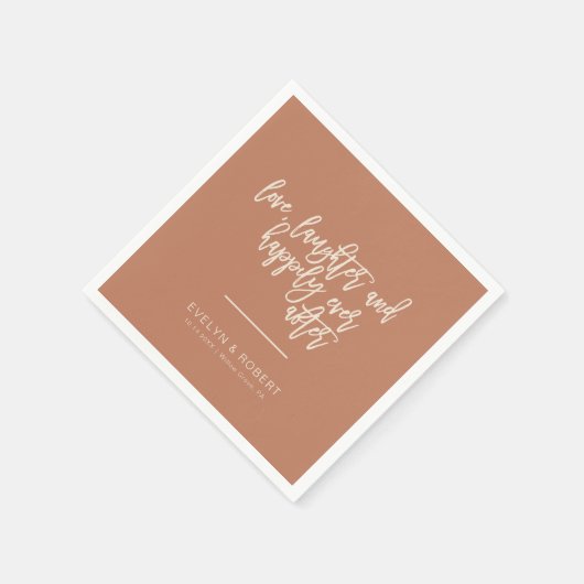 Serviette En Papier Terracotta Amour rire et heureux toujours après (Coin)