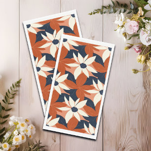 Serviette En Papier Terracotta Blanc Floral Élégant