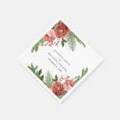 Serviette En Papier Terracotta Blush rose floral Pine d'hiver Mariage (Coin)