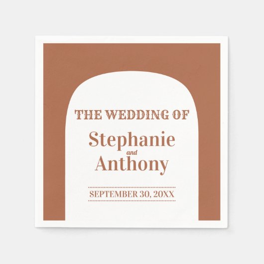 Serviette En Papier Terracotta Bohemian Retro Arch Mariage (Devant)