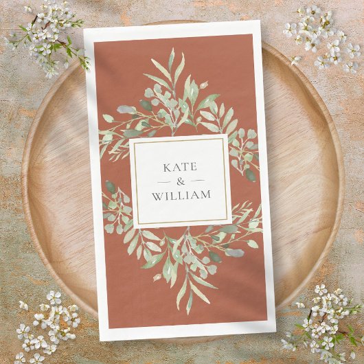 Serviette En Papier Terracotta Botanical Greenery Mariage de feuillage