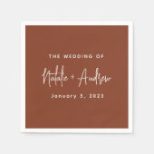 Serviette En Papier Terracotta Burnt Umber Classic Script Mariage (Devant)