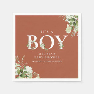 Serviette En Papier Terracotta C'est un garçon Baby Shower Lettre végé