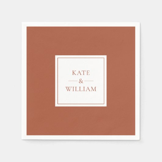 Serviette En Papier Terracotta Classique Mariage moderne (Devant)