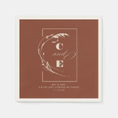 Serviette En Papier Terracotta et Ecru Moderne Mariage Monogramme (Devant)