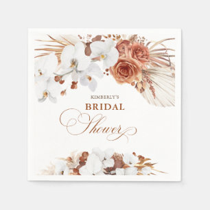 Serviette En Papier Terracotta et Fleurs blanches Boho Botanical Show