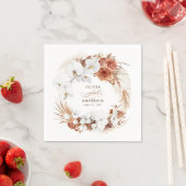 Serviette En Papier Terracotta et fleurs blanches Boho Elégant mariage (En situation)