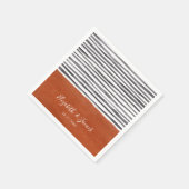 Serviette En Papier Terracotta et rayures blanches noires (Coin)