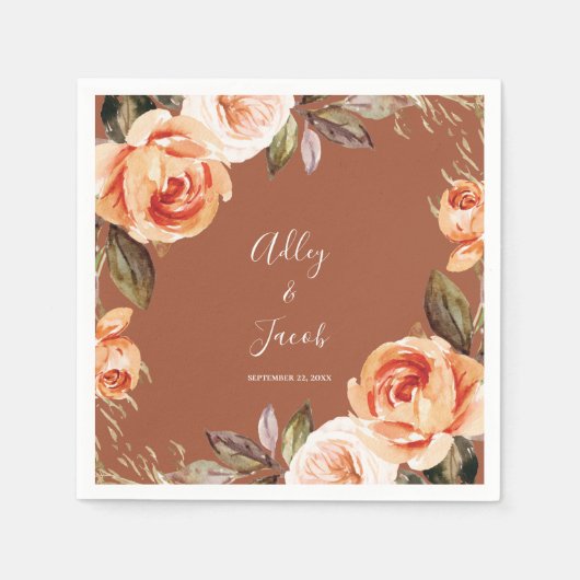Serviette En Papier Terracotta Fall Boho Floral Mariage (Devant)