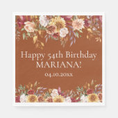 Serviette En Papier Terracotta Fall Foliage Flowers Anniversaire (Devant)