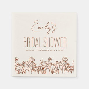 Serviette En Papier Terracotta Fleur sauvage Boho Fête des mariées Flo