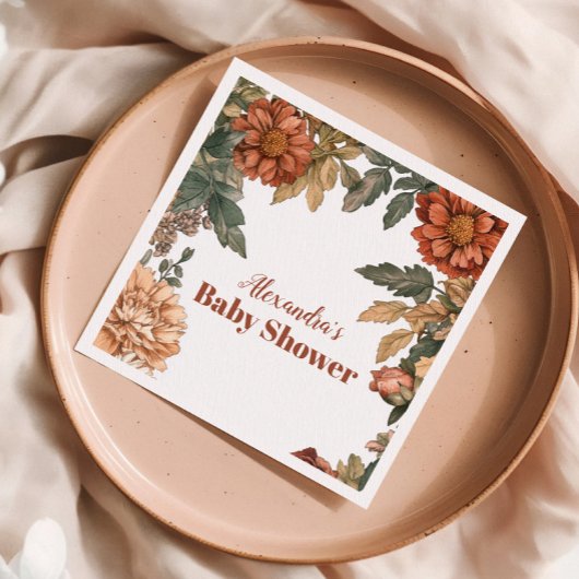 Serviette En Papier Terracotta Floral Baby in Bloom Baby shower
