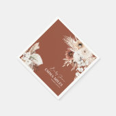 Serviette En Papier Terracotta Floral Pampas Baby shower en herbe (Coin)