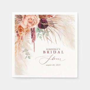 Serviette En Papier Terracotta Floral Pampas Fête des mariées en herbe