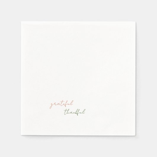 Serviette En Papier Terracotta & Green Script Grateful Thankful (Devant)