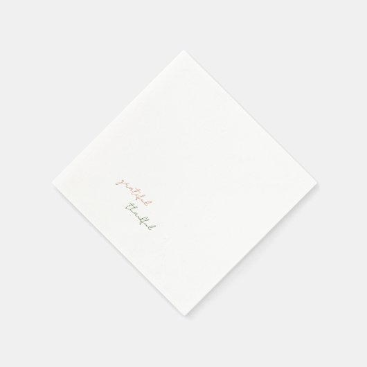 Serviette En Papier Terracotta & Green Script Grateful Thankful (Coin)