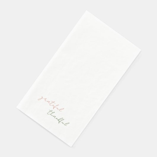 Serviette En Papier Terracotta & Green Script Grateful Thankful (Coin)