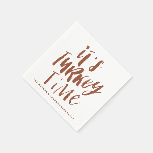 Serviette En Papier Terracotta Lettering It's Turkey Time Thanksgiving (Coin)