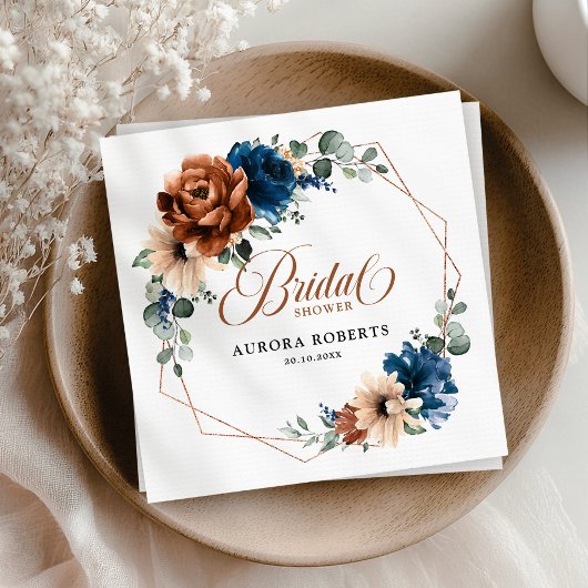 Serviette En Papier Terracotta Marine Bleu Fête des mariées de verdure