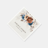 Serviette En Papier Terracotta Marine Bleu Pampas Grass Mariage rustiq (Coin)