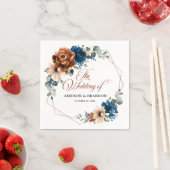Serviette En Papier Terracotta Marine Bleu Vert Mariage géométrique (En situation)