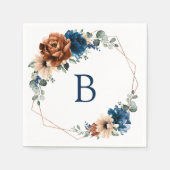 Serviette En Papier Terracotta Marine Blue Green Mariage Monogramme (Devant)