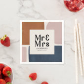 Serviette En Papier Terracotta marine M & Mme mariage peintre moderne (En situation)