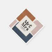 Serviette En Papier Terracotta marine M & Mme mariage peintre moderne (Coin)