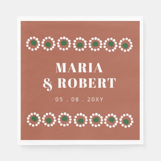 Serviette En Papier Terracotta mexicaine Boho Barro Mariage (Devant)