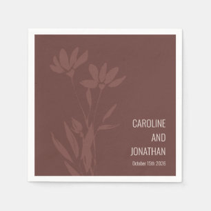 Serviette En Papier Terracotta moderne Floral Line Art Mariage Personn
