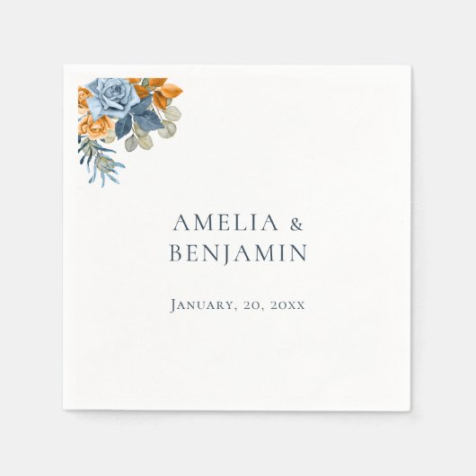 Serviette En Papier Terracotta Orange Russe Marine Blue Rust Mariage (Devant)