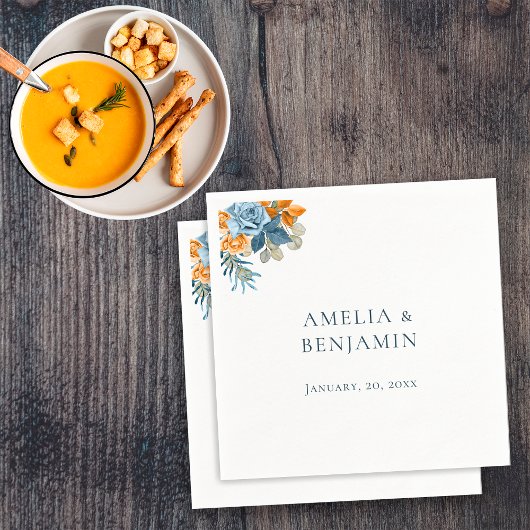 Serviette En Papier Terracotta Orange Russe Marine Blue Rust Mariage