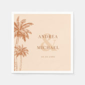 Serviette En Papier Terracotta Palm Trees & Ampersand Beach Wedding (Devant)