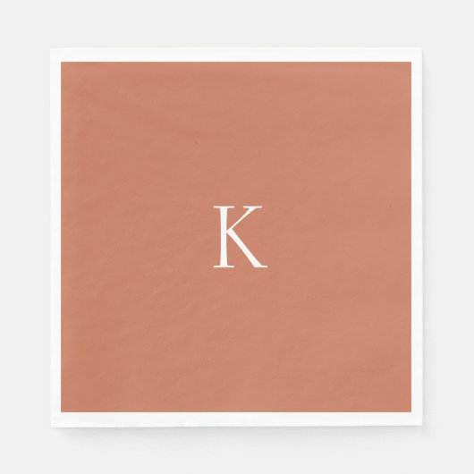 Serviette En Papier Terracotta personnalisé déjeuner initial Napkins (Devant)