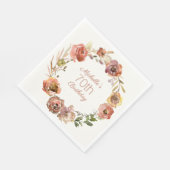 Serviette En Papier Terracotta Rust Floral Wreath 70e anniversaire (Coin)