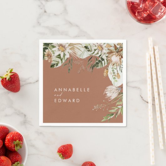 Serviette En Papier Terracotta simple botanique moderne et élégant feu (En situation)