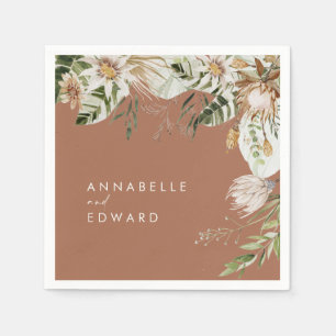 Serviette En Papier Terracotta simple botanique moderne et élégant feu