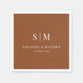 Serviette En Papier Terracotta Simple Élégant Couple Initiales Mariage (Devant)