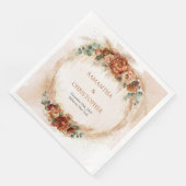 Serviette En Papier Terracotta tendance fleurs bordeaux verdure pampas (Coin)