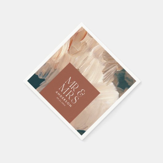 Serviette En Papier Terracotta turquoise M & Mme mariage peintre moder (Coin)