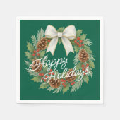 Serviette En Papier Terrain Décembre Classé Avec Vacances Bow Blanc (Devant)